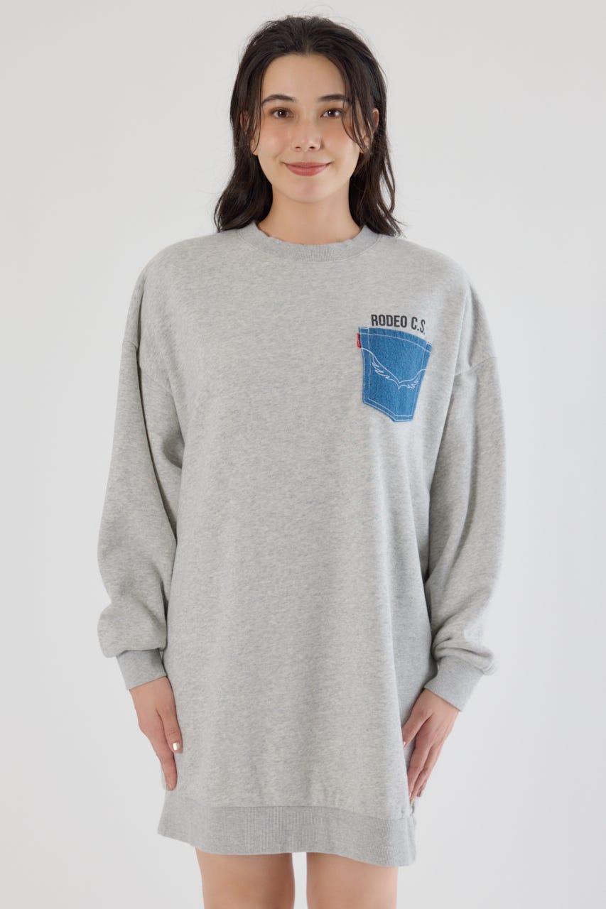 グランジロゴデニムアップリケワンピース L/T.GRY FREE
