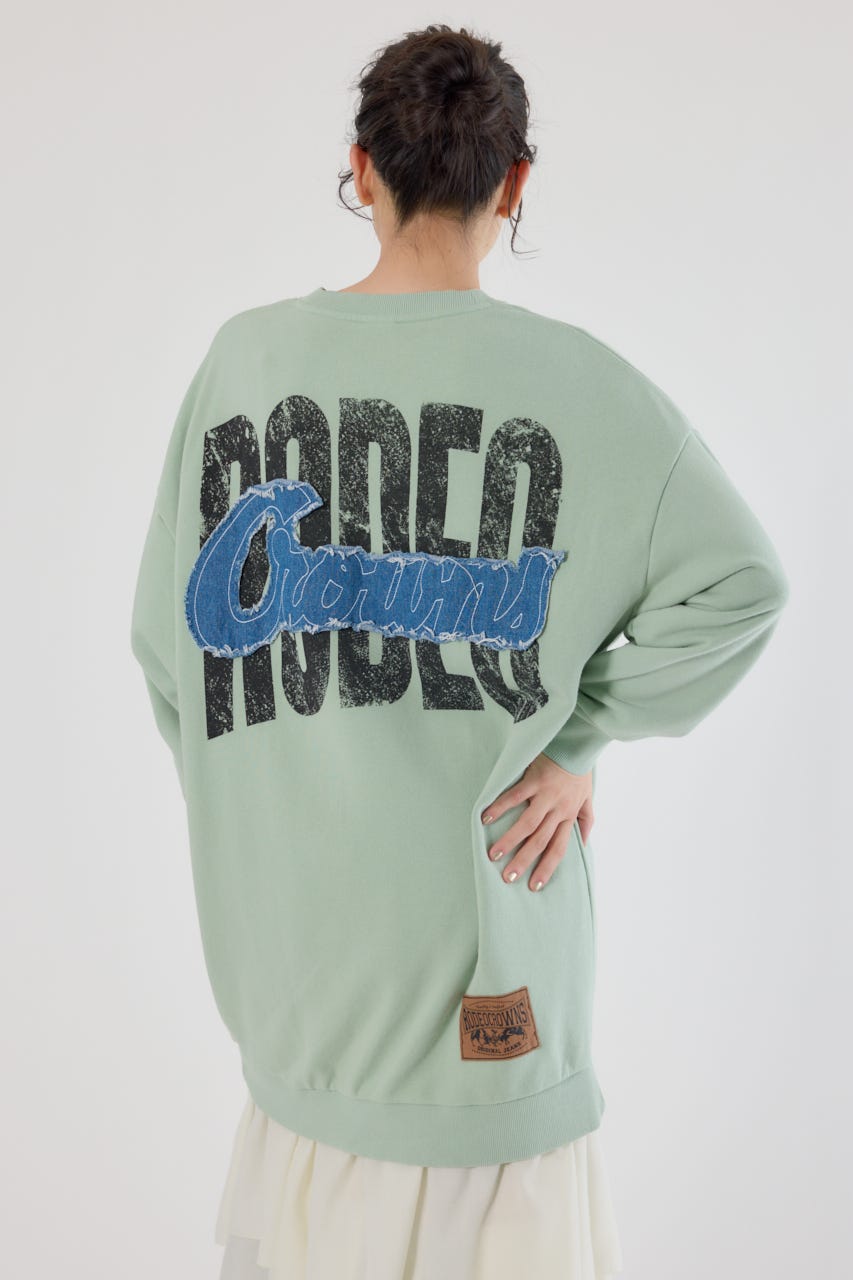 グランジロゴデニムアップリケワンピース MINT FREE