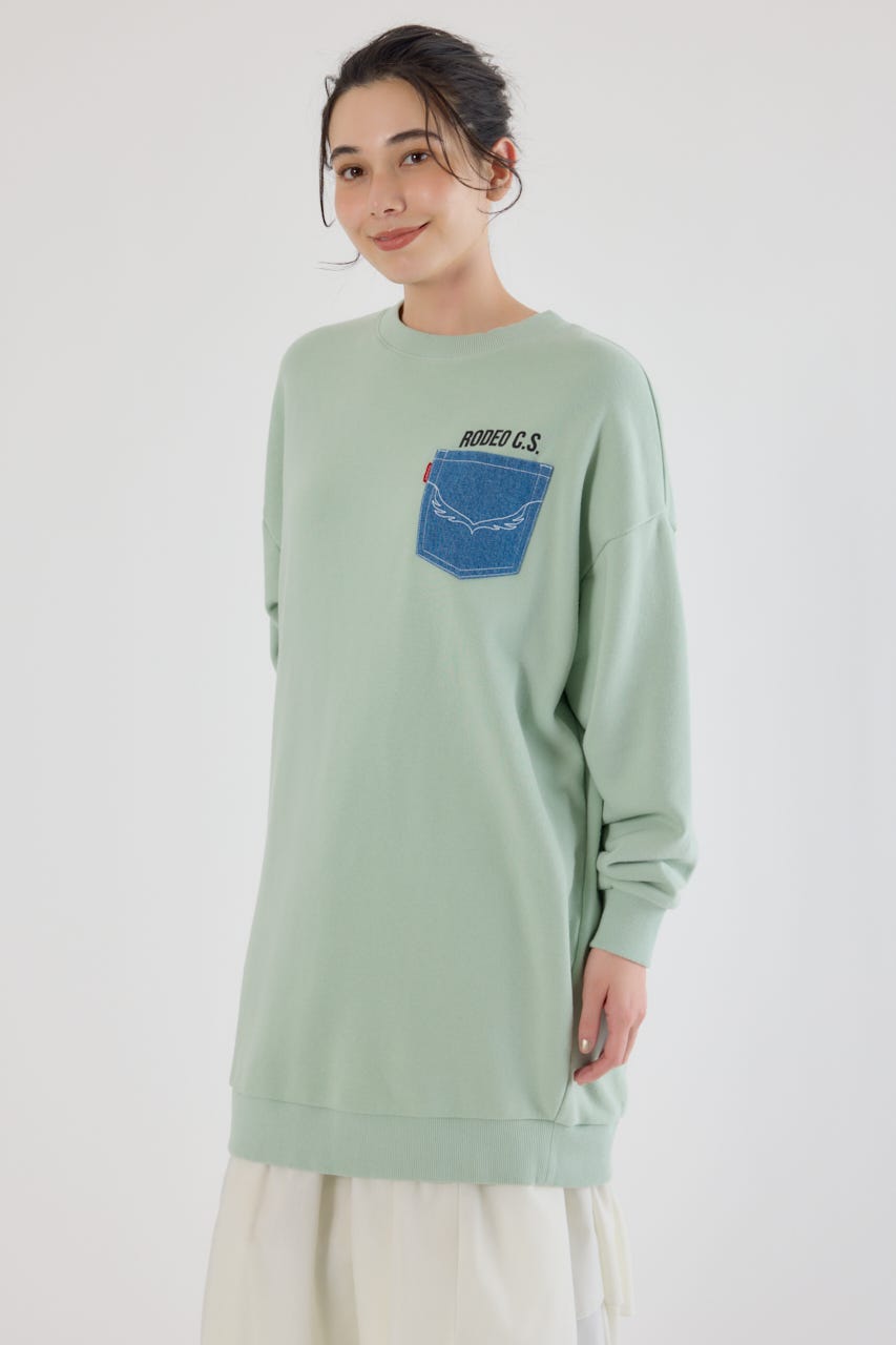 グランジロゴデニムアップリケワンピース MINT FREE