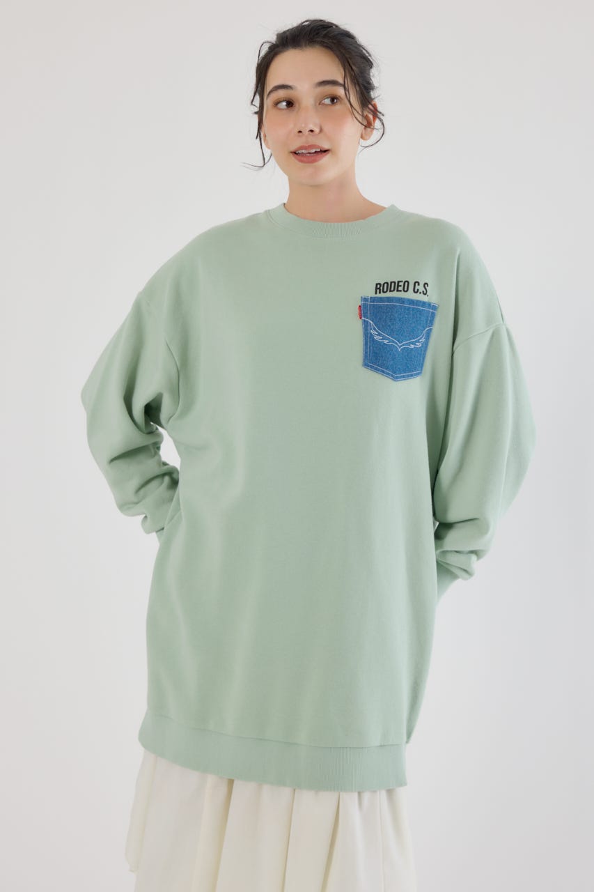 グランジロゴデニムアップリケワンピース MINT FREE