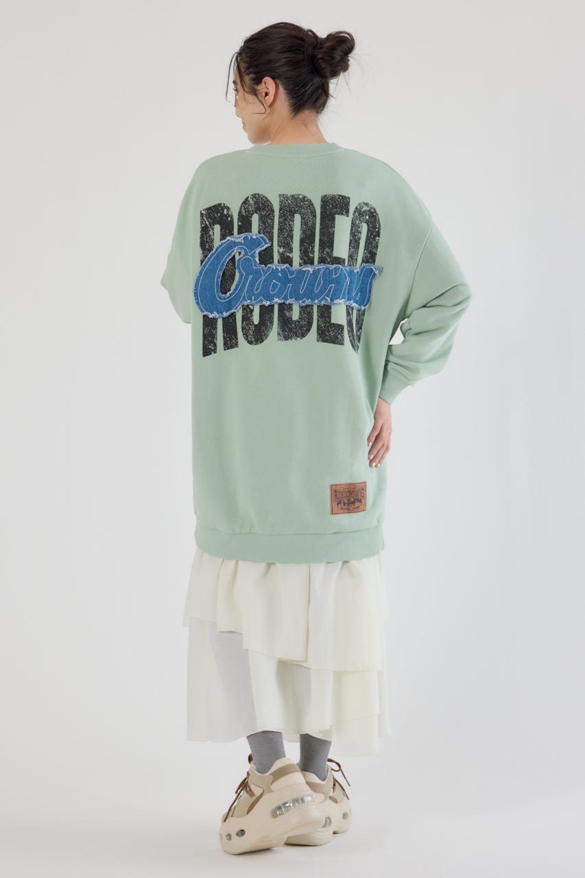 グランジロゴデニムアップリケワンピース MINT FREE