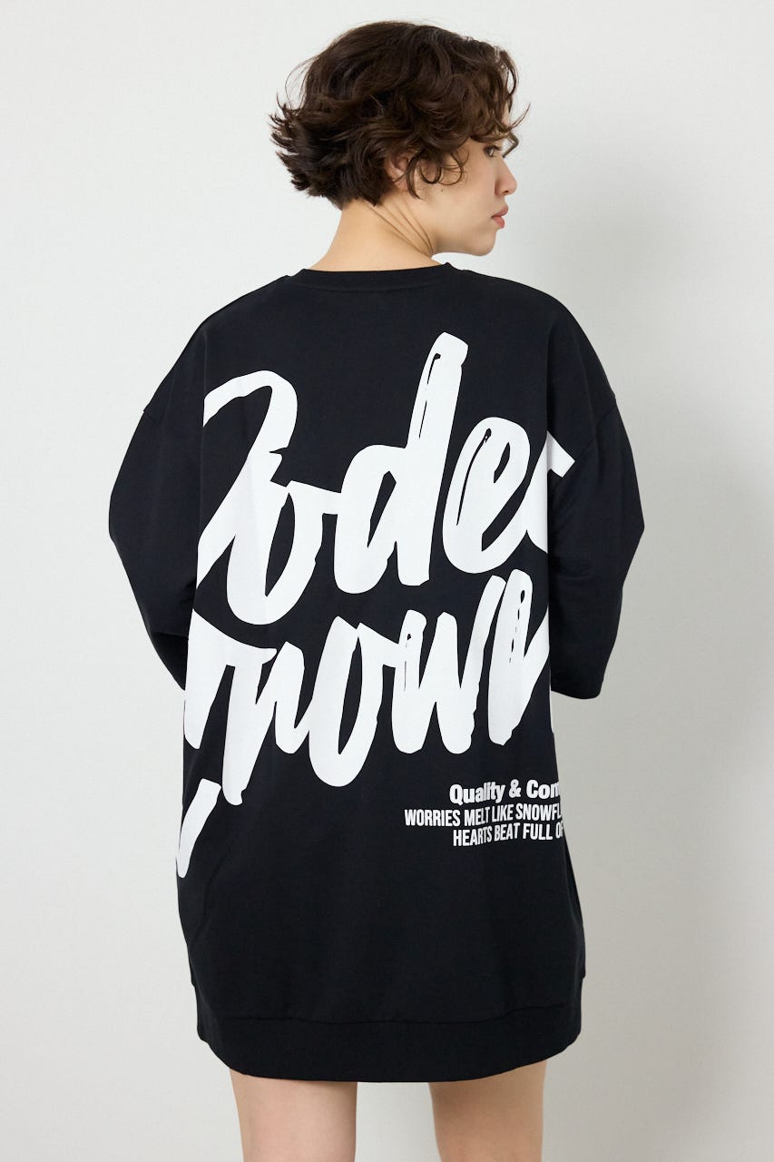 【SS先行アイテム】ペイントロゴハーフスリーブワンピース BLK FREE