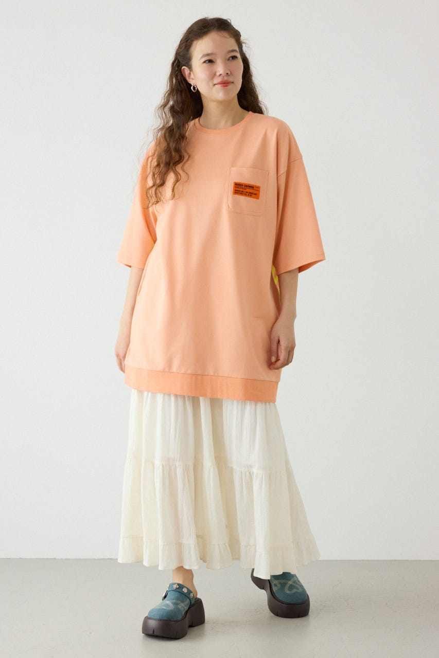 ペイントロゴハーフスリーブワンピース L/ORG FREE