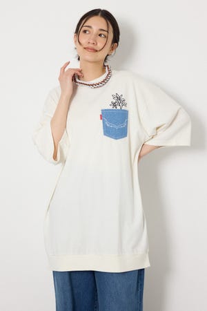 エンボスデニムロゴワンピース