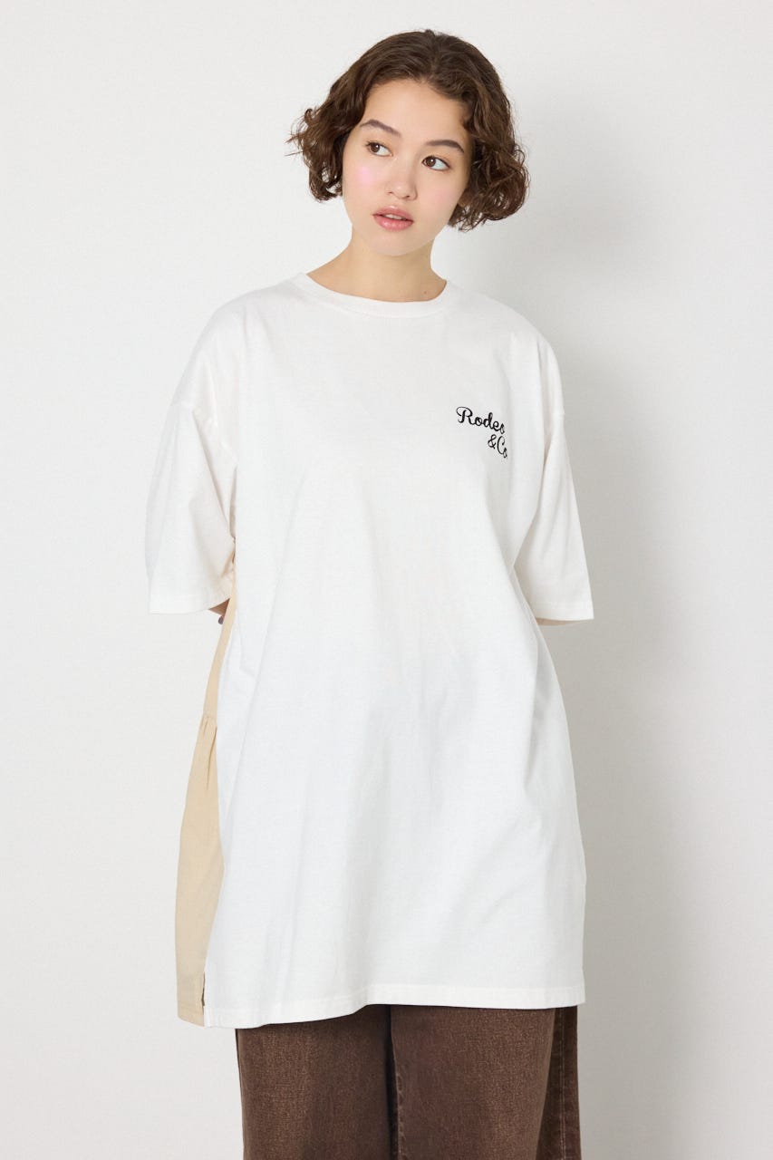 バックティアードコンビチュニックワンピース O/WHT FREE