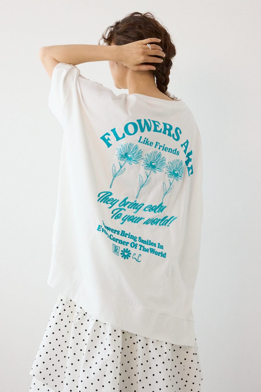 EMBROIDERY FLOWERSワンピース O/WHT FREE