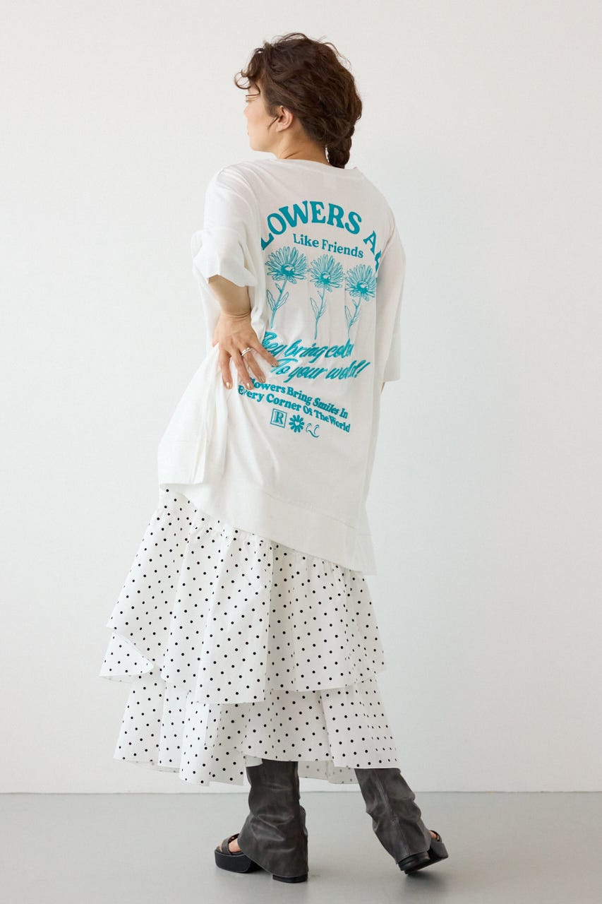 EMBROIDERY FLOWERSワンピース O/WHT FREE