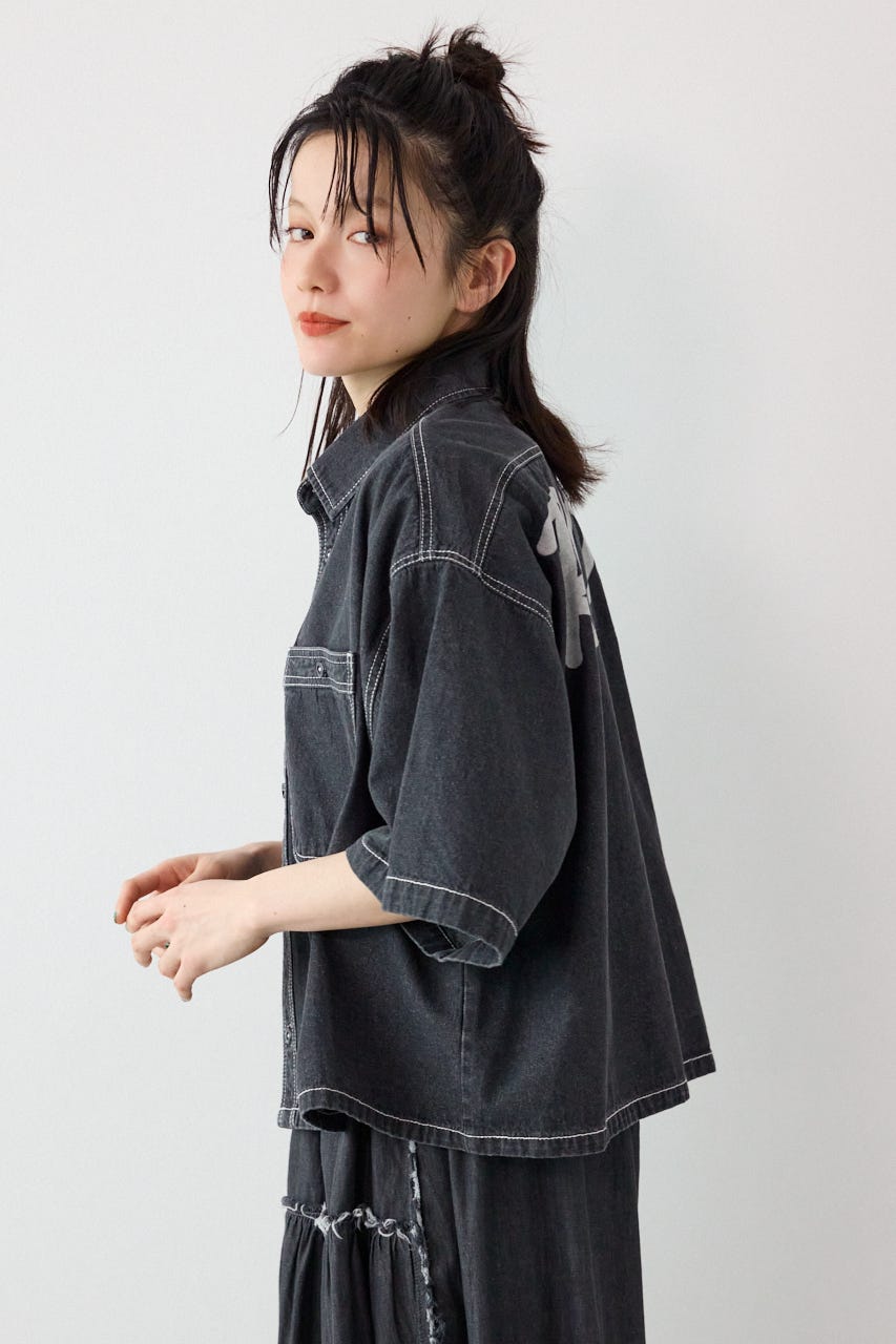 デニムワイドシャツ BLK FREE