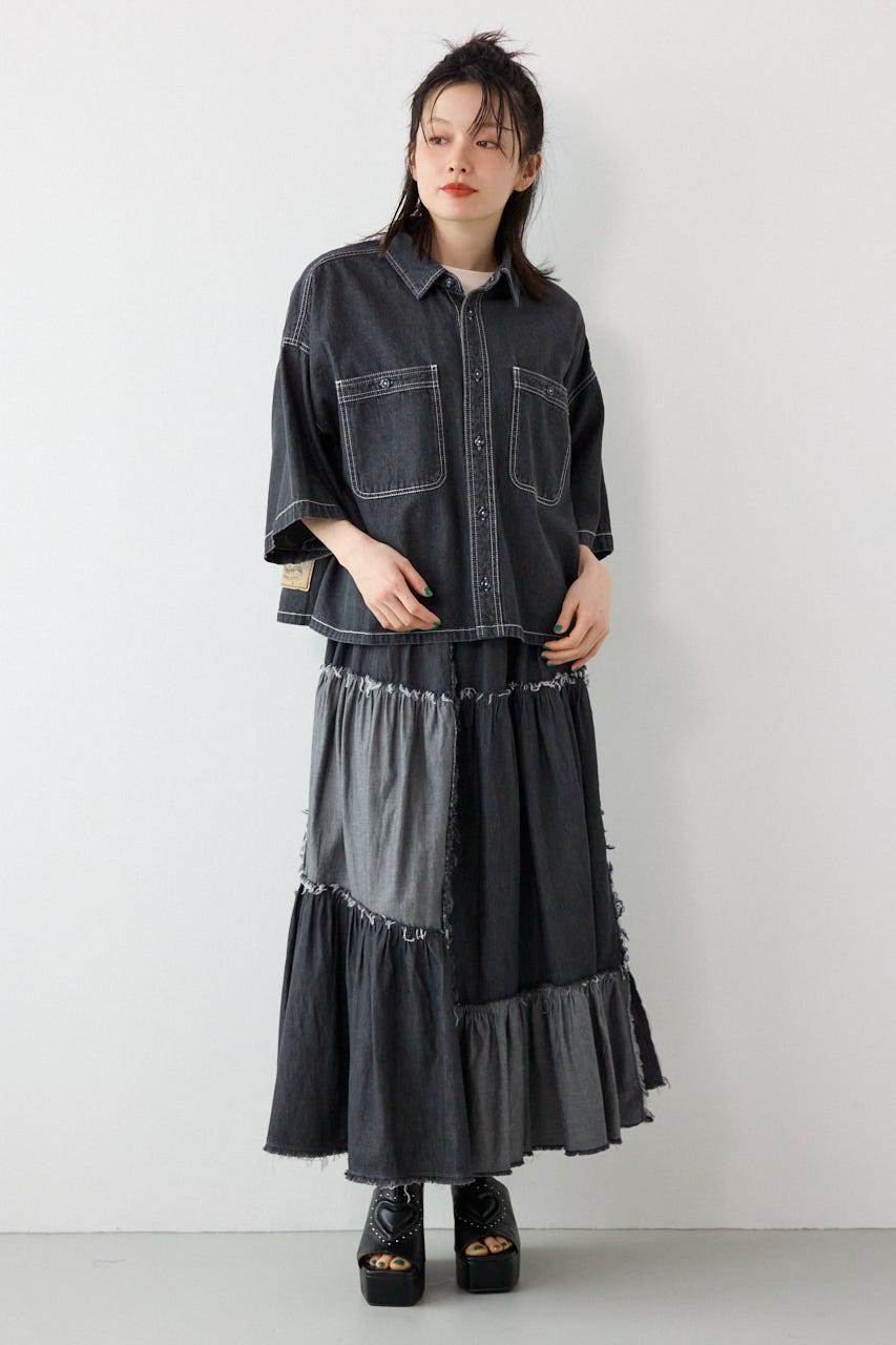 デニムワイドシャツ BLK FREE