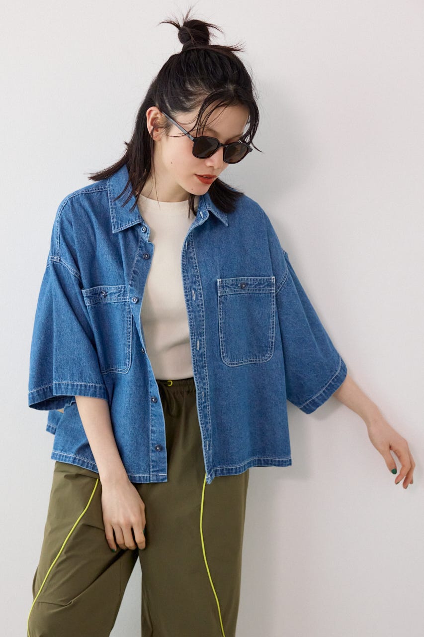 デニムワイドシャツ BLU FREE
