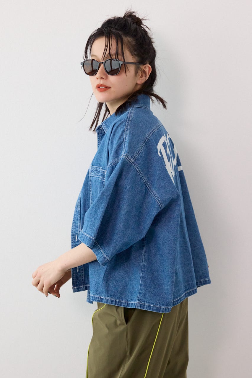 デニムワイドシャツ BLU FREE
