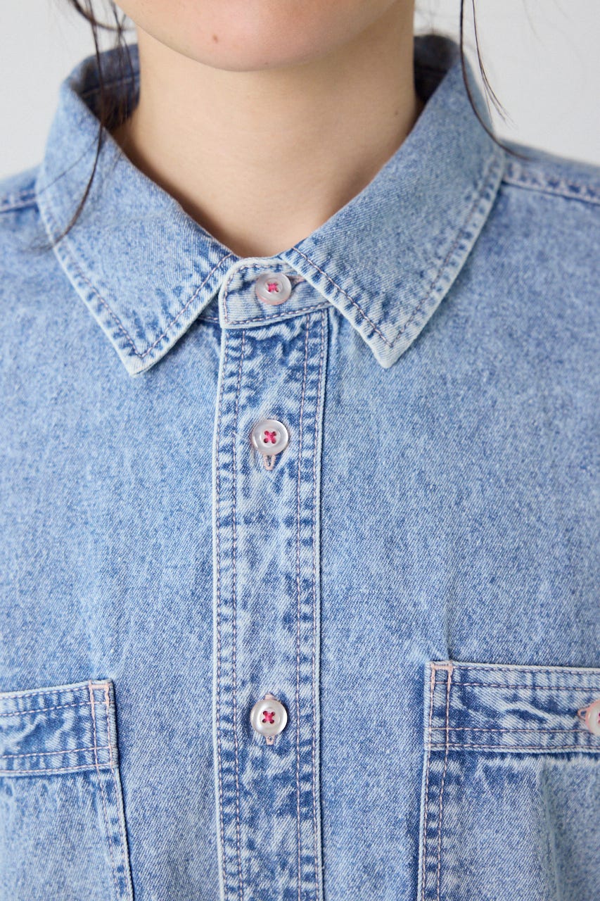 デニムワイドシャツ L/BLU FREE