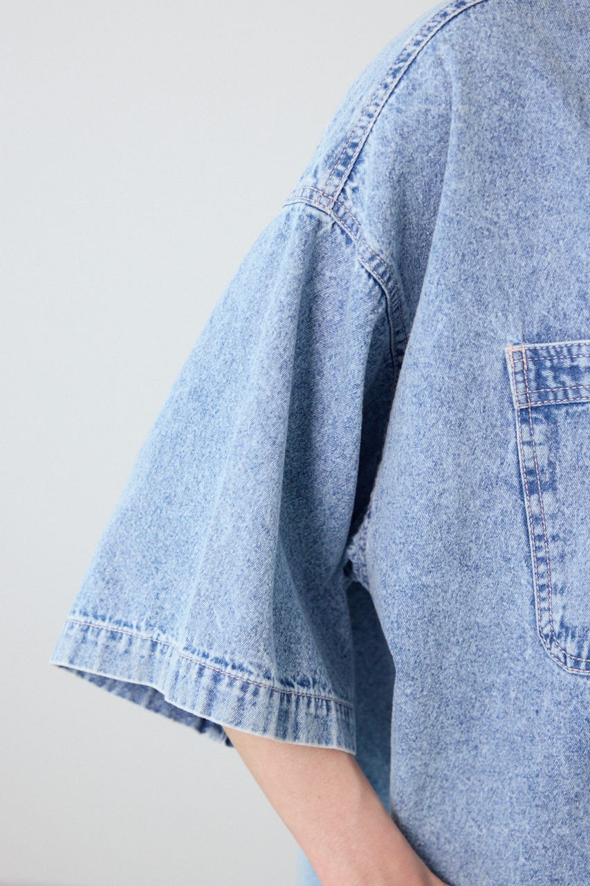 デニムワイドシャツ L/BLU FREE