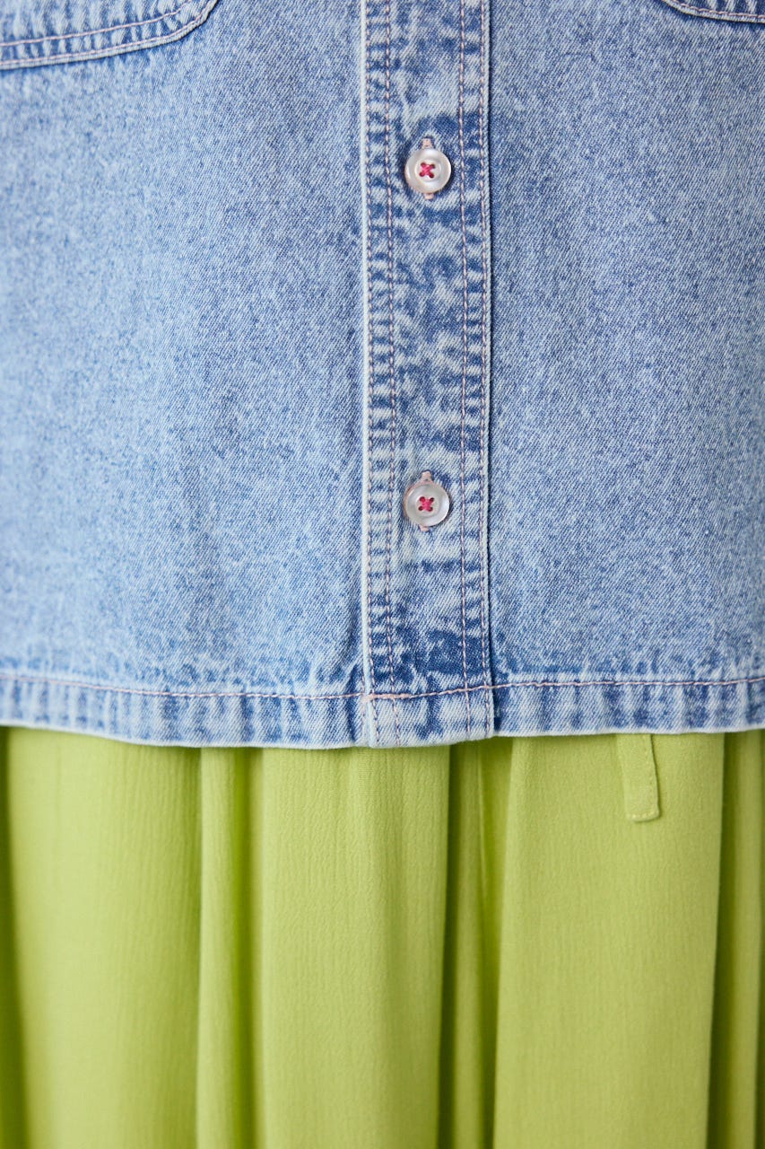 デニムワイドシャツ L/BLU FREE