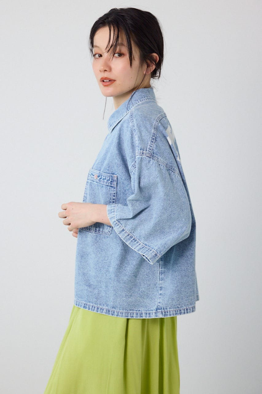 デニムワイドシャツ L/BLU FREE