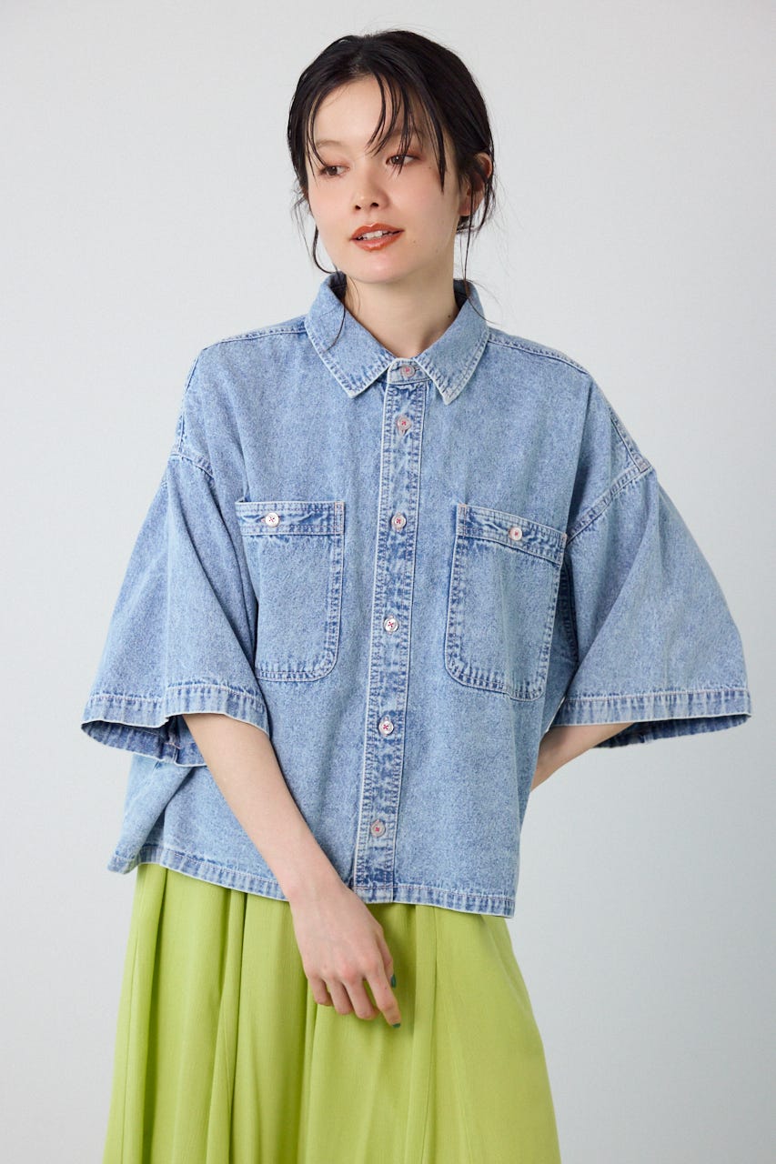 デニムワイドシャツ L/BLU FREE
