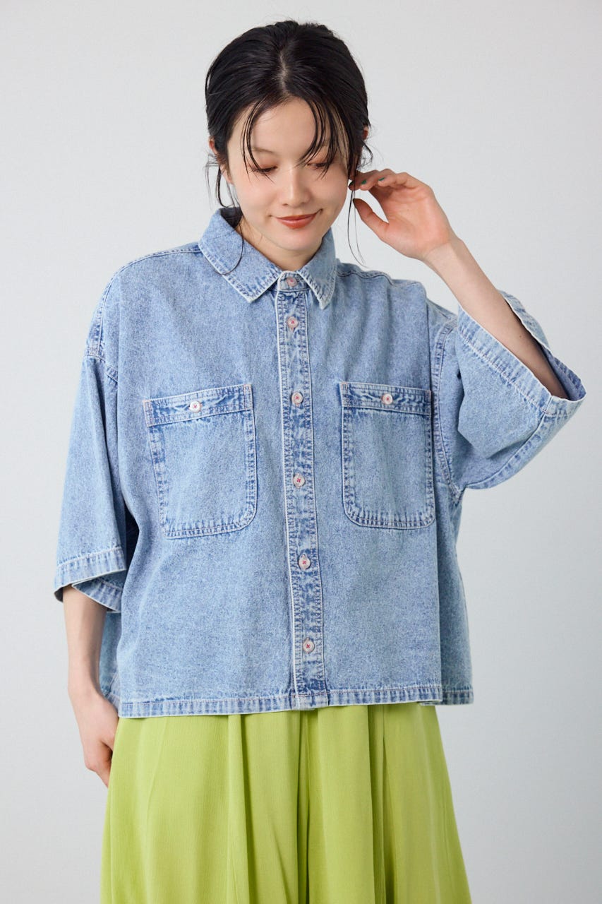 デニムワイドシャツ L/BLU FREE