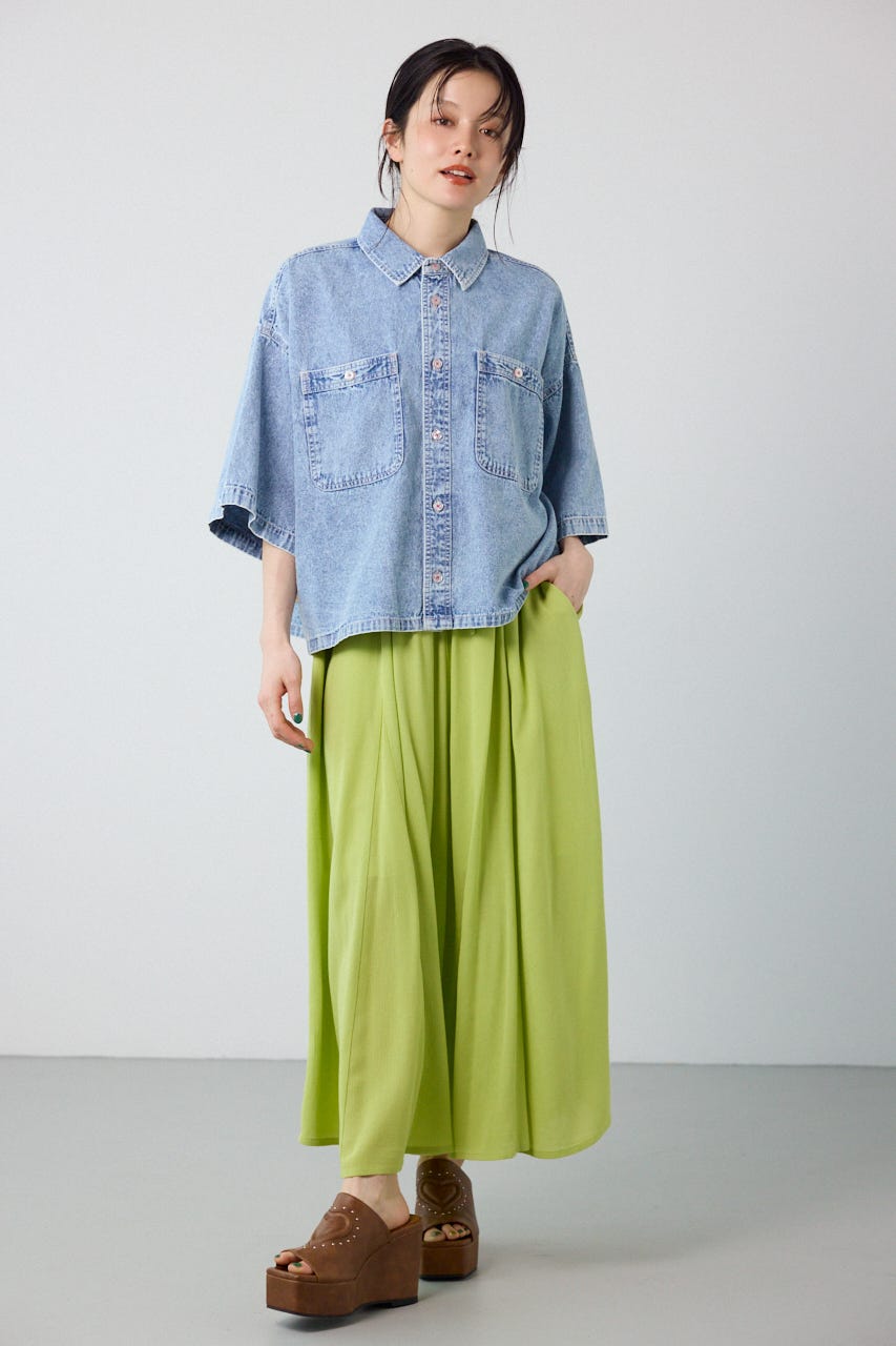 デニムワイドシャツ L/BLU FREE