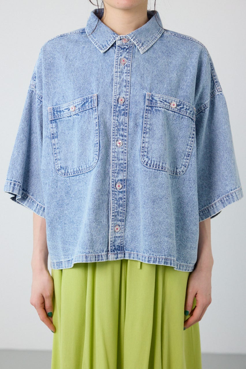 デニムワイドシャツ L/BLU FREE