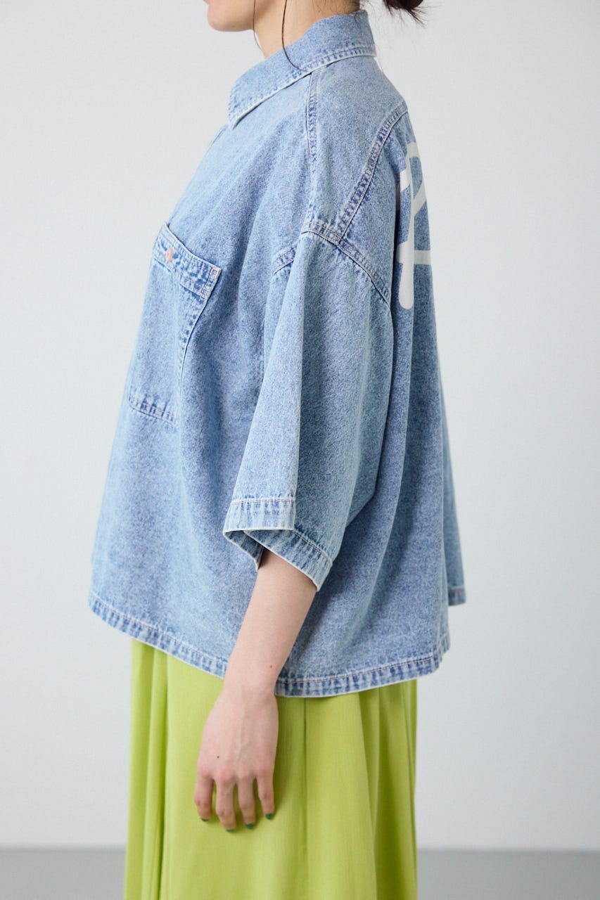 デニムワイドシャツ L/BLU FREE