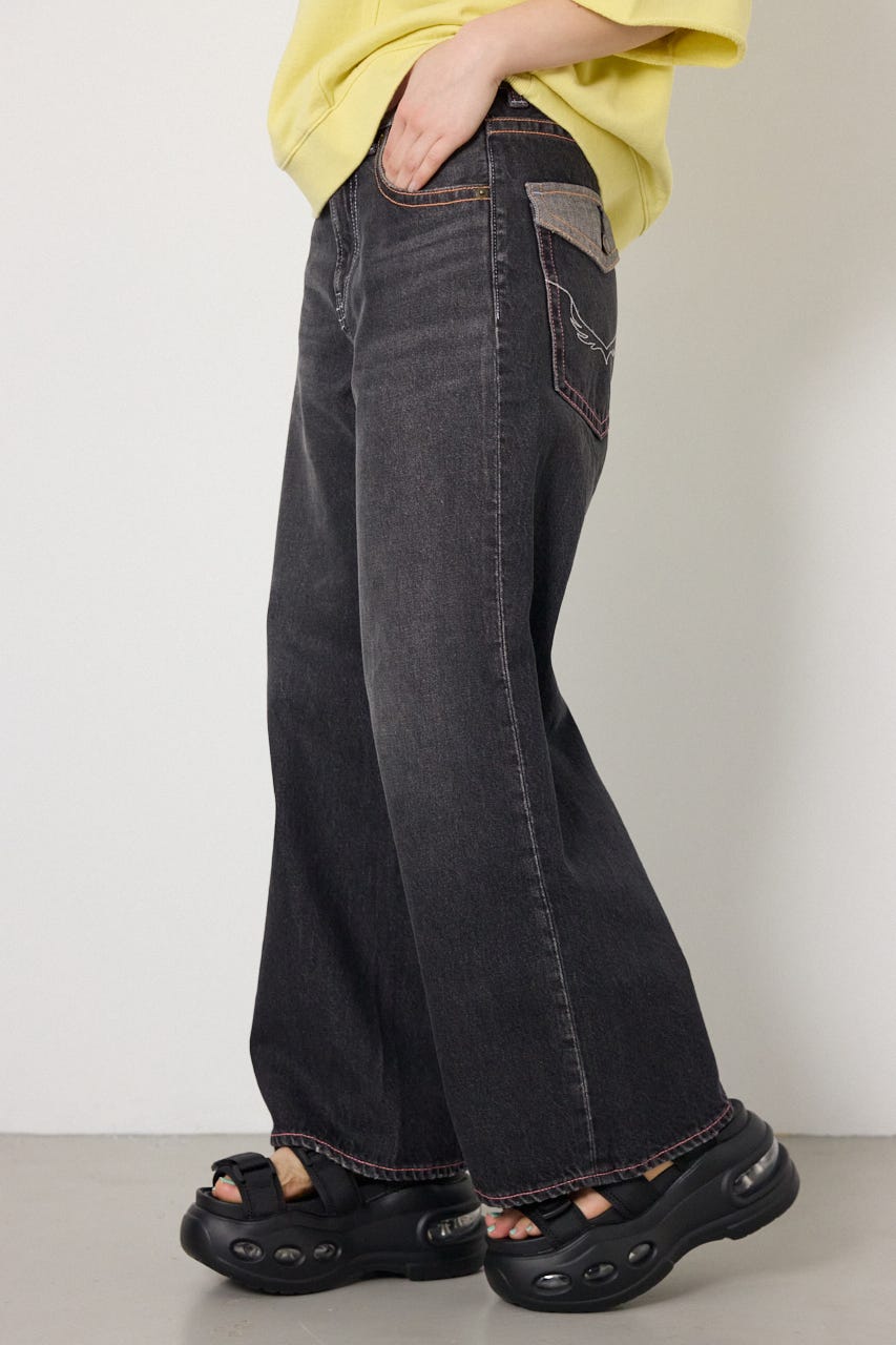 カラーステッチダボパンツ BLK M