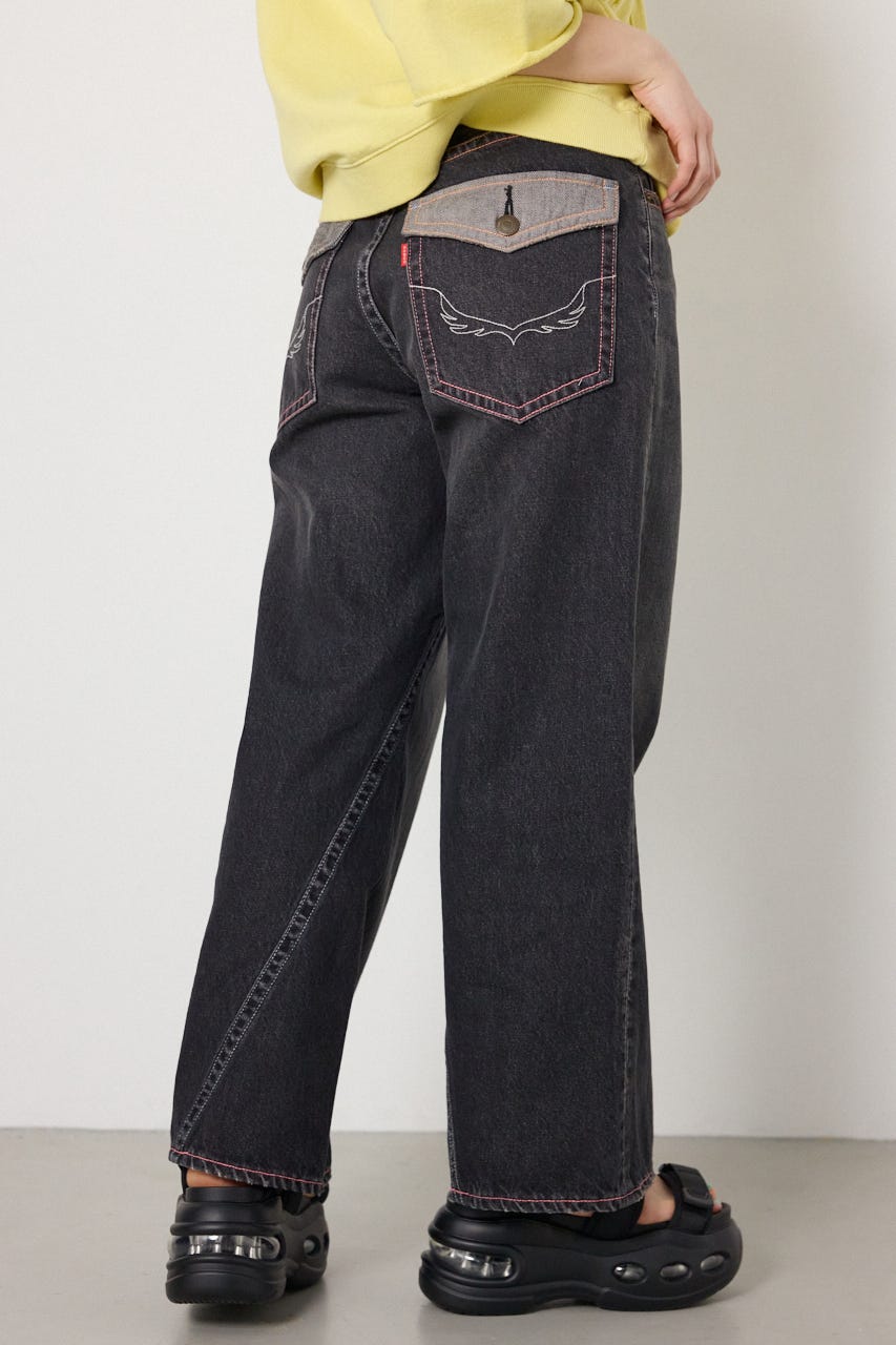 カラーステッチダボパンツ BLK M