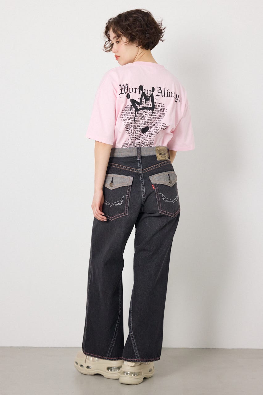 カラーステッチダボパンツ BLK M