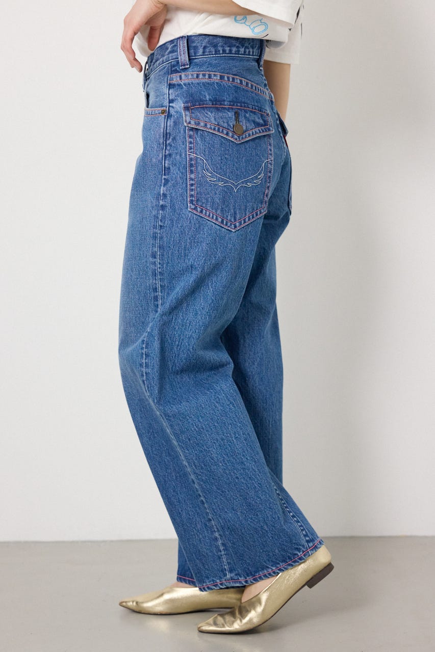 カラーステッチダボパンツ BLU M