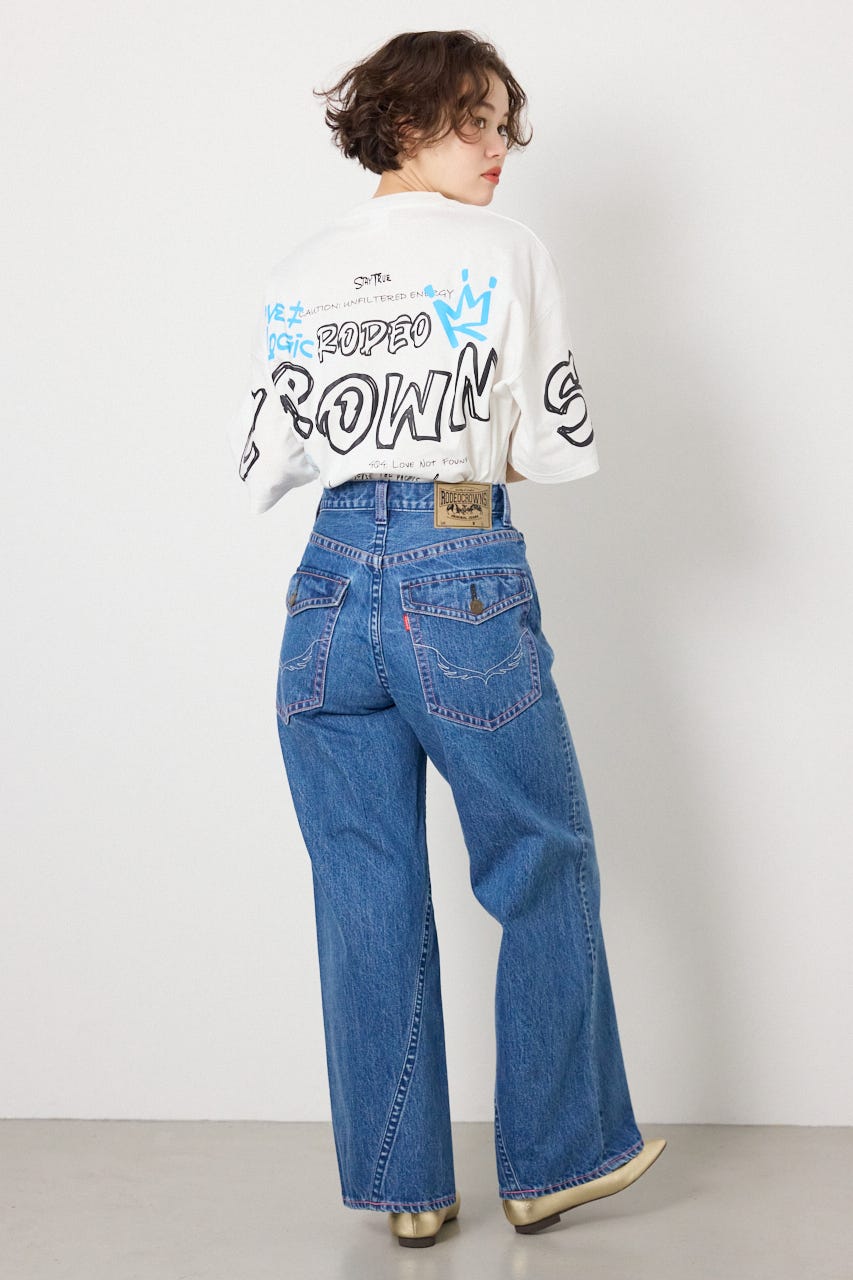 カラーステッチダボパンツ BLU M