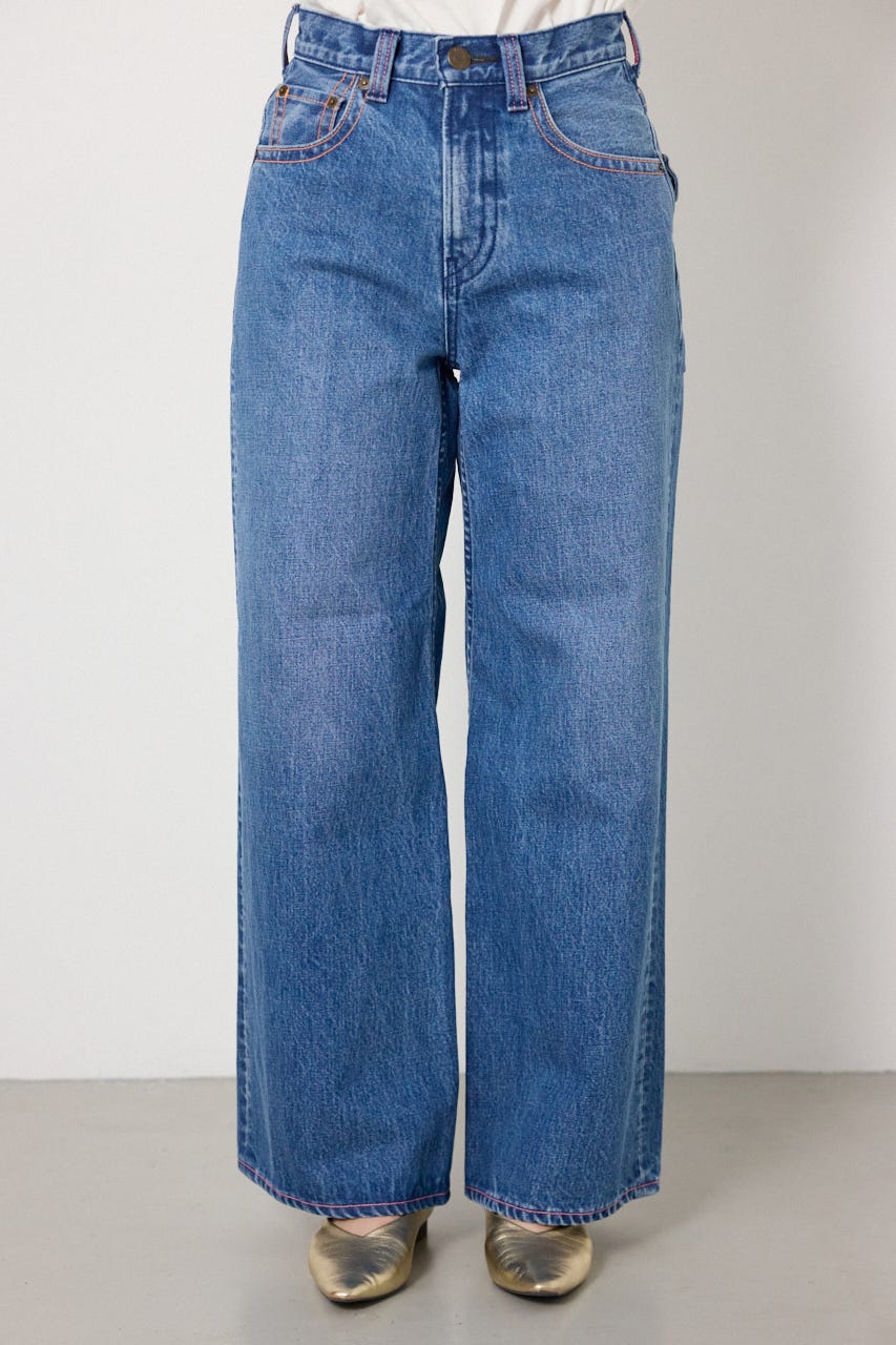 カラーステッチダボパンツ BLU M