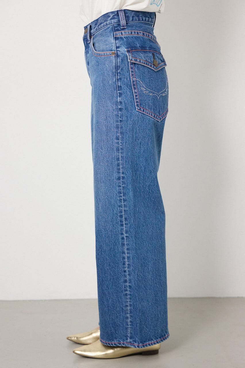 カラーステッチダボパンツ BLU M