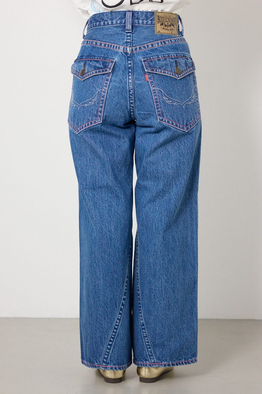 カラーステッチダボパンツ BLU M