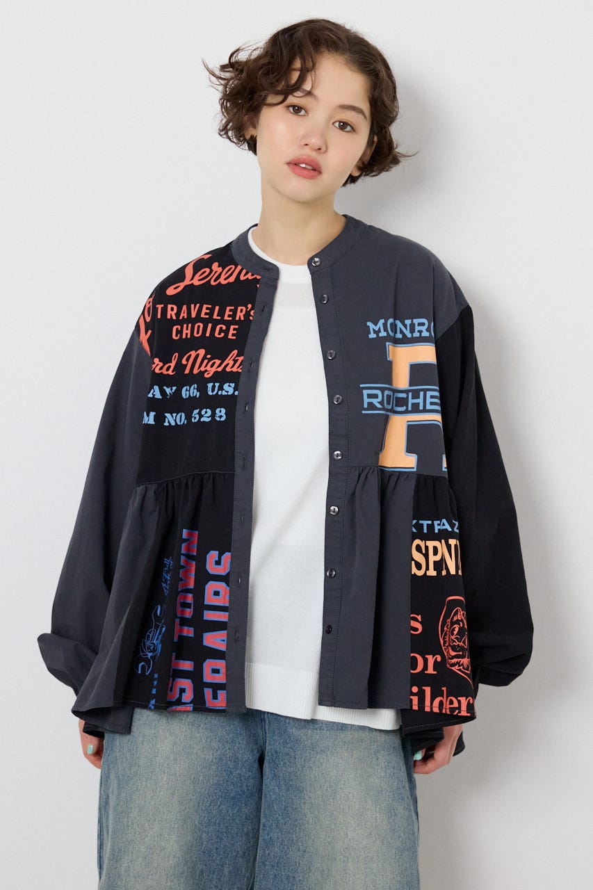 【SS先行アイテム】カスタムチュニックブラウス 柄BLK FREE