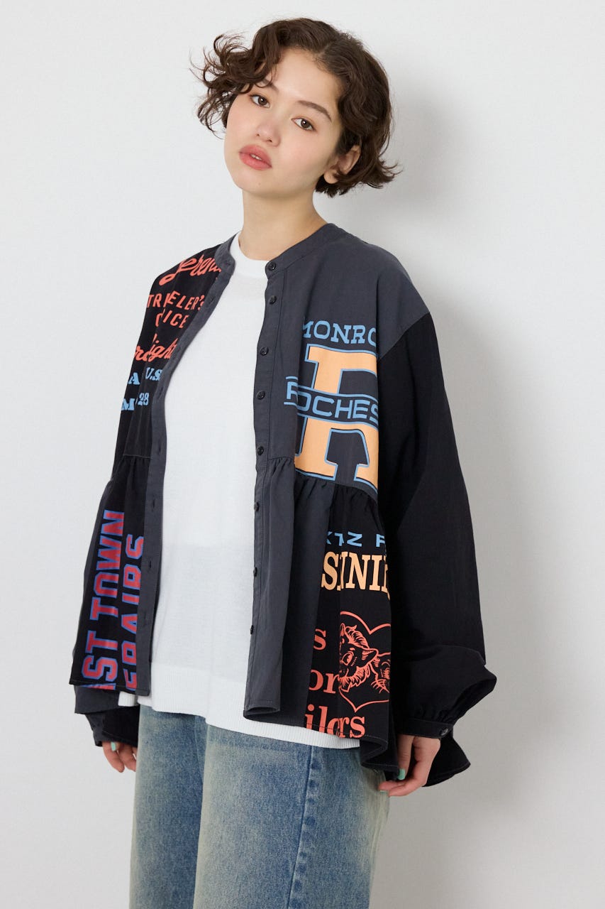 【SS先行アイテム】カスタムチュニックブラウス 柄BLK FREE