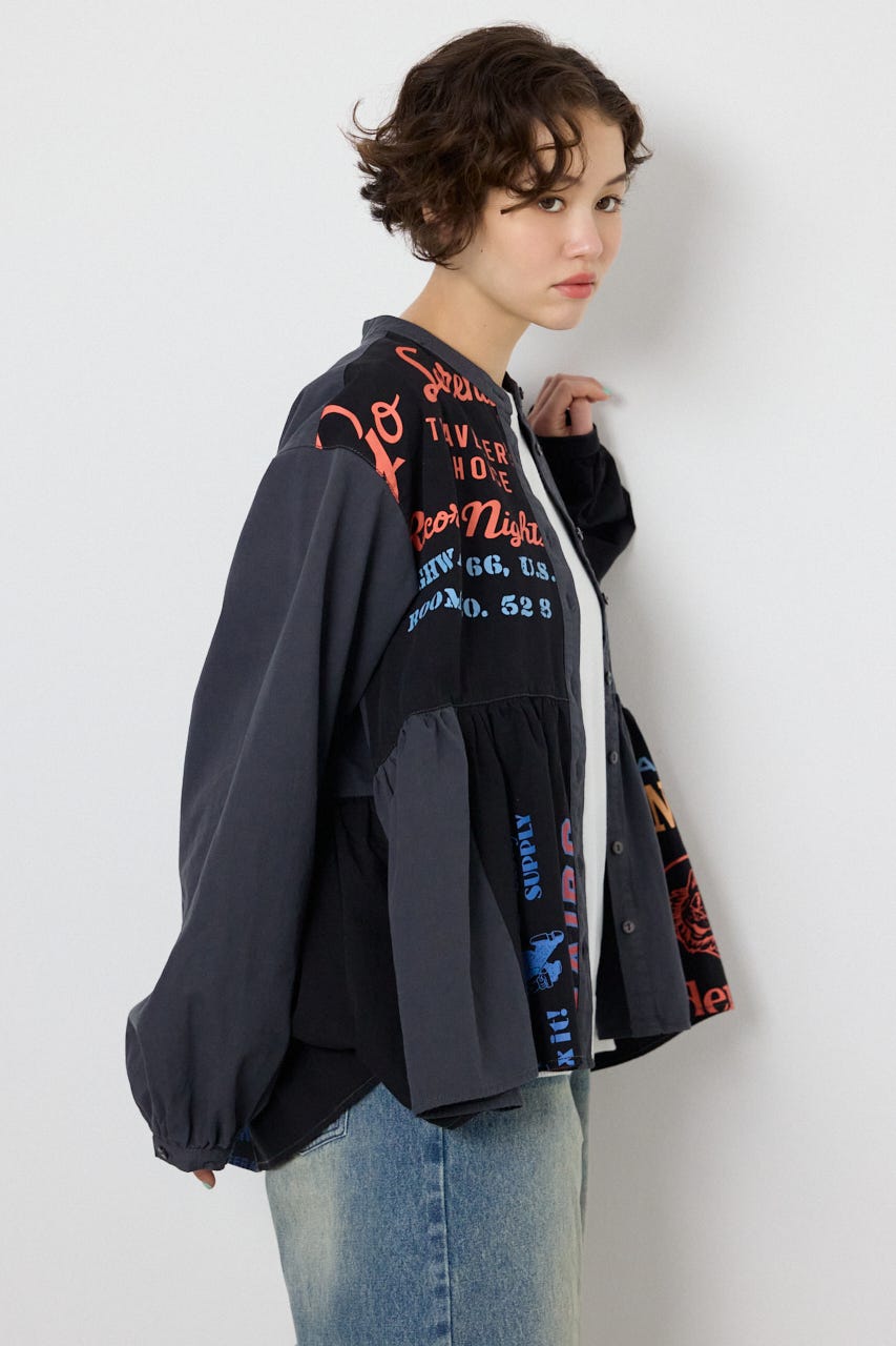 【SS先行アイテム】カスタムチュニックブラウス 柄BLK FREE