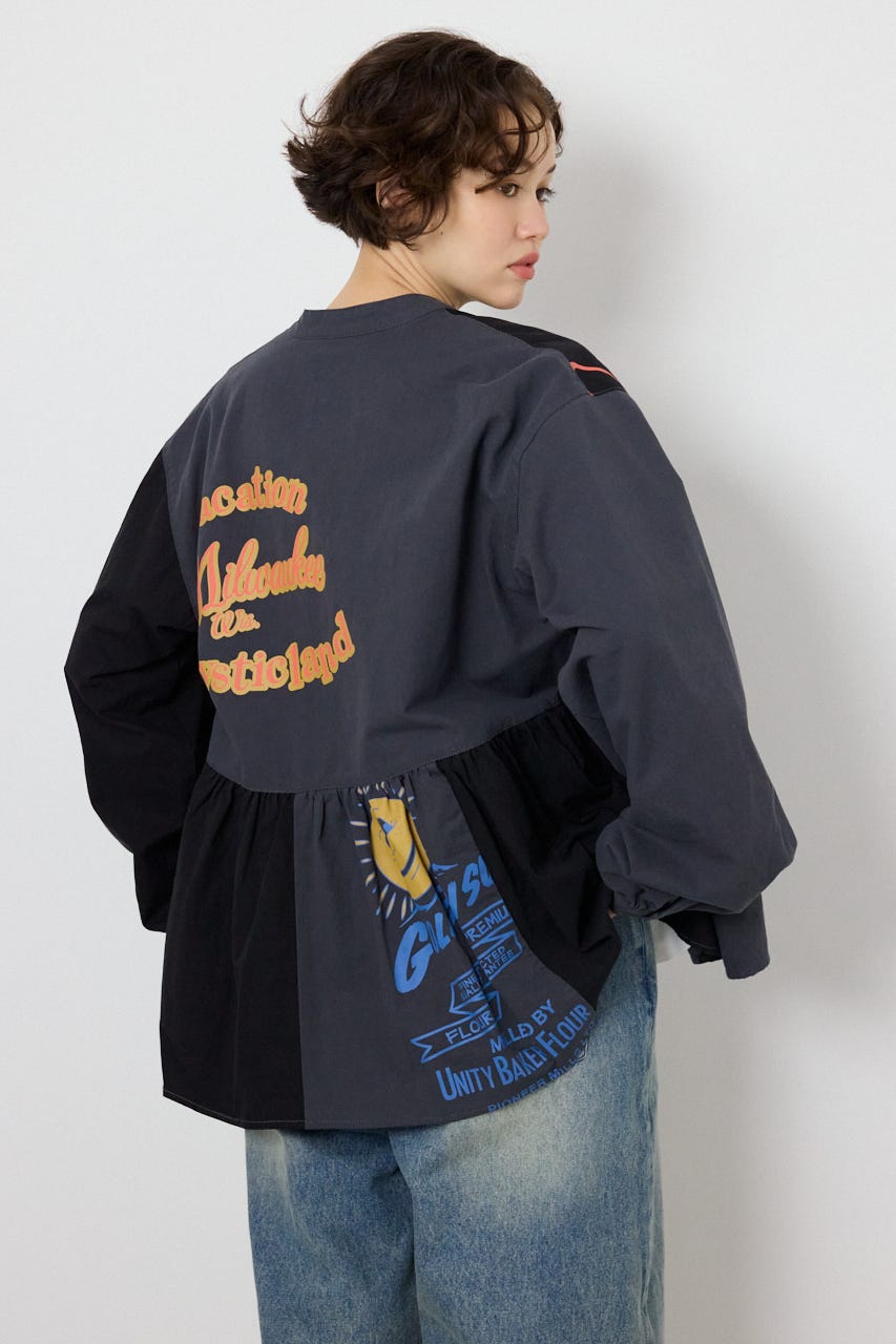 【SS先行アイテム】カスタムチュニックブラウス 柄BLK FREE