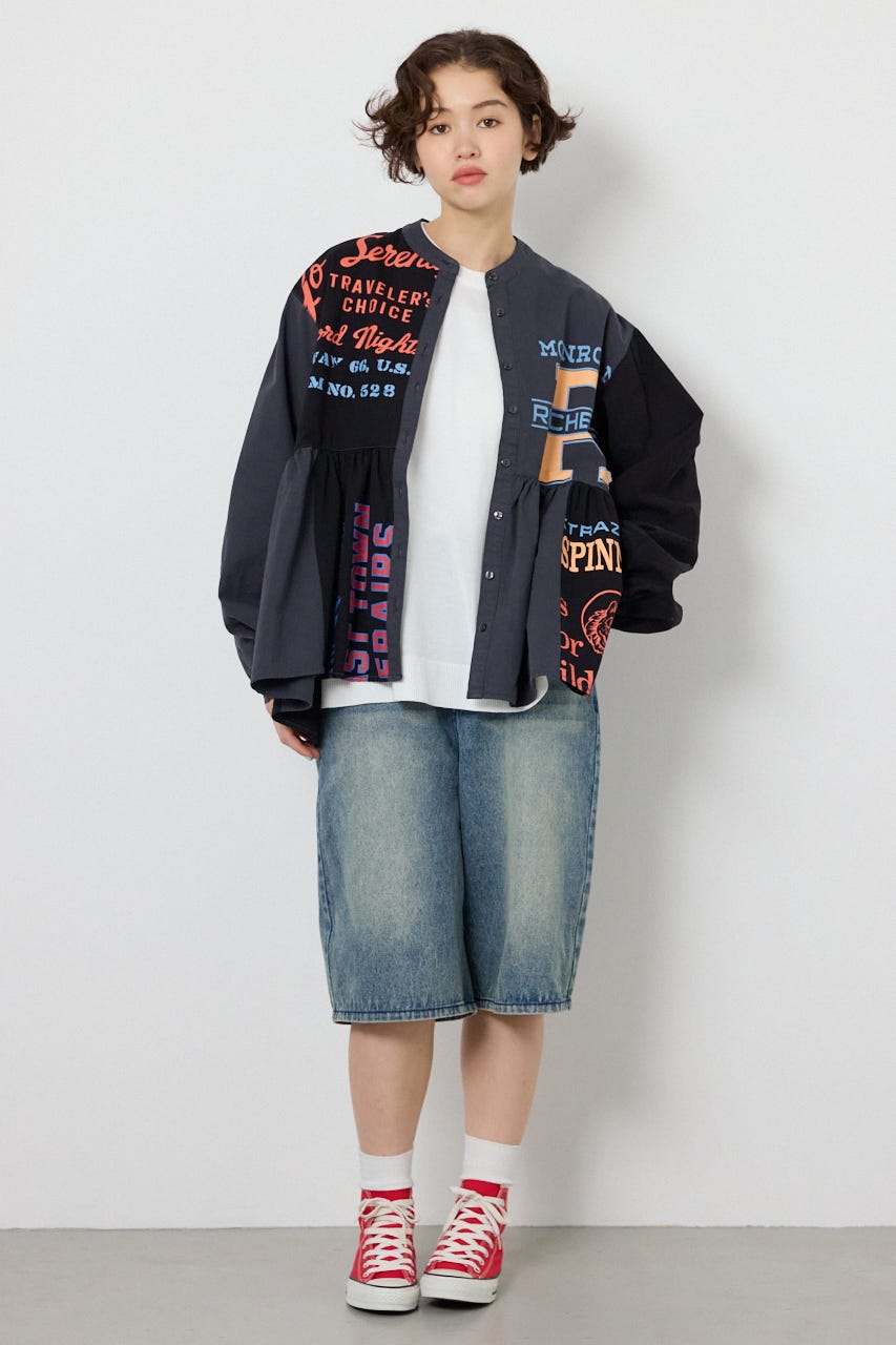 【SS先行アイテム】カスタムチュニックブラウス 柄BLK FREE