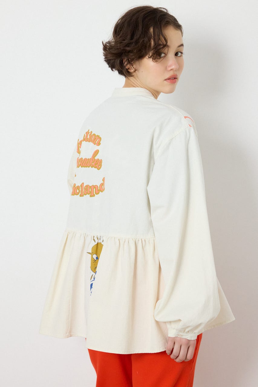 【SS先行アイテム】カスタムチュニックブラウス 柄WHT FREE