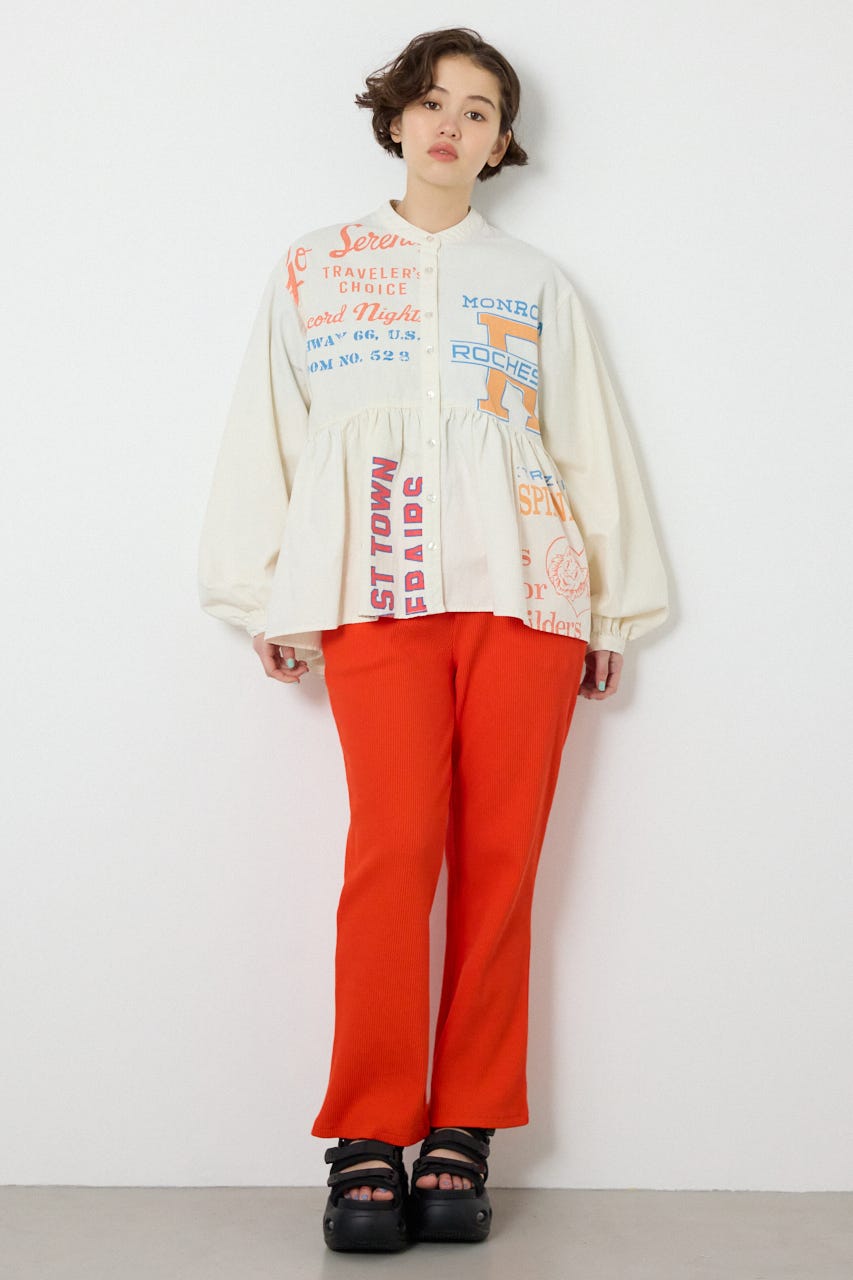 【SS先行アイテム】カスタムチュニックブラウス 柄WHT FREE