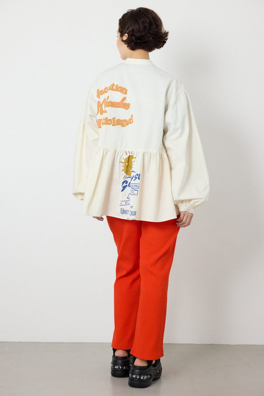 【SS先行アイテム】カスタムチュニックブラウス 柄WHT FREE