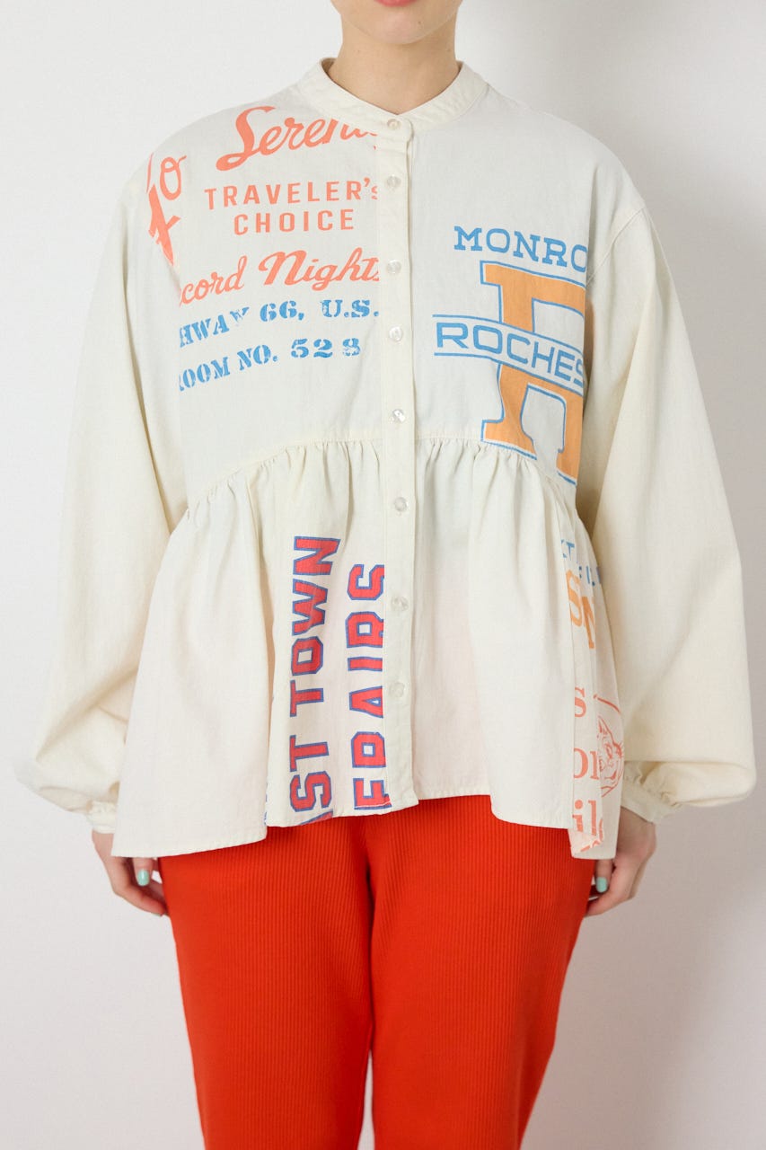 【SS先行アイテム】カスタムチュニックブラウス 柄WHT FREE