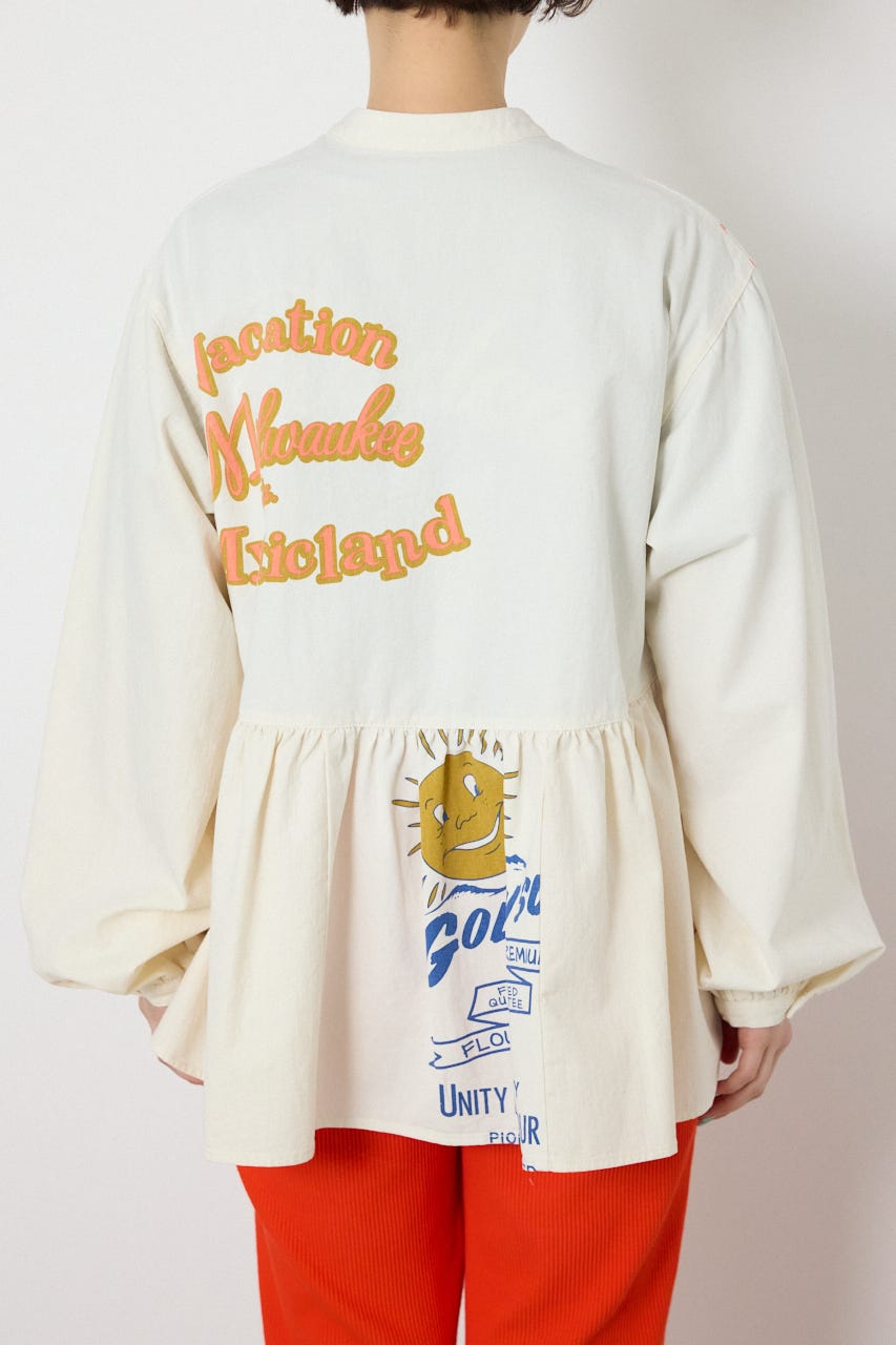 【SS先行アイテム】カスタムチュニックブラウス 柄WHT FREE