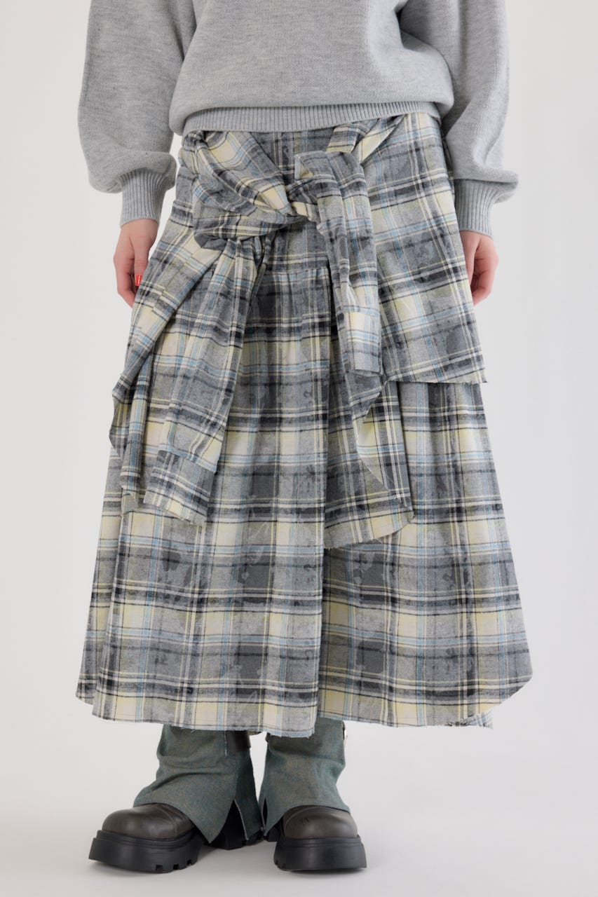 ヴィンテージチェックシャツスカート 柄BLK FREE