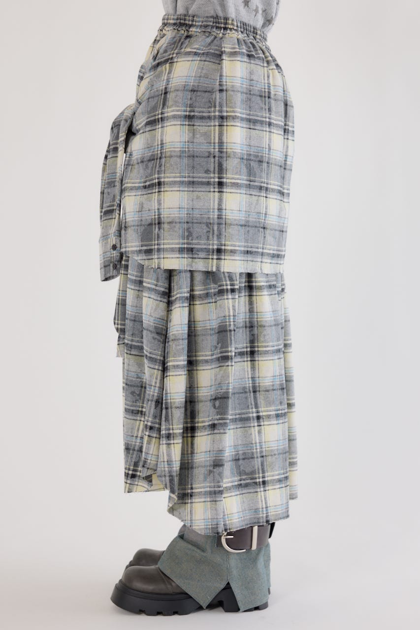 ヴィンテージチェックシャツスカート 柄BLK FREE