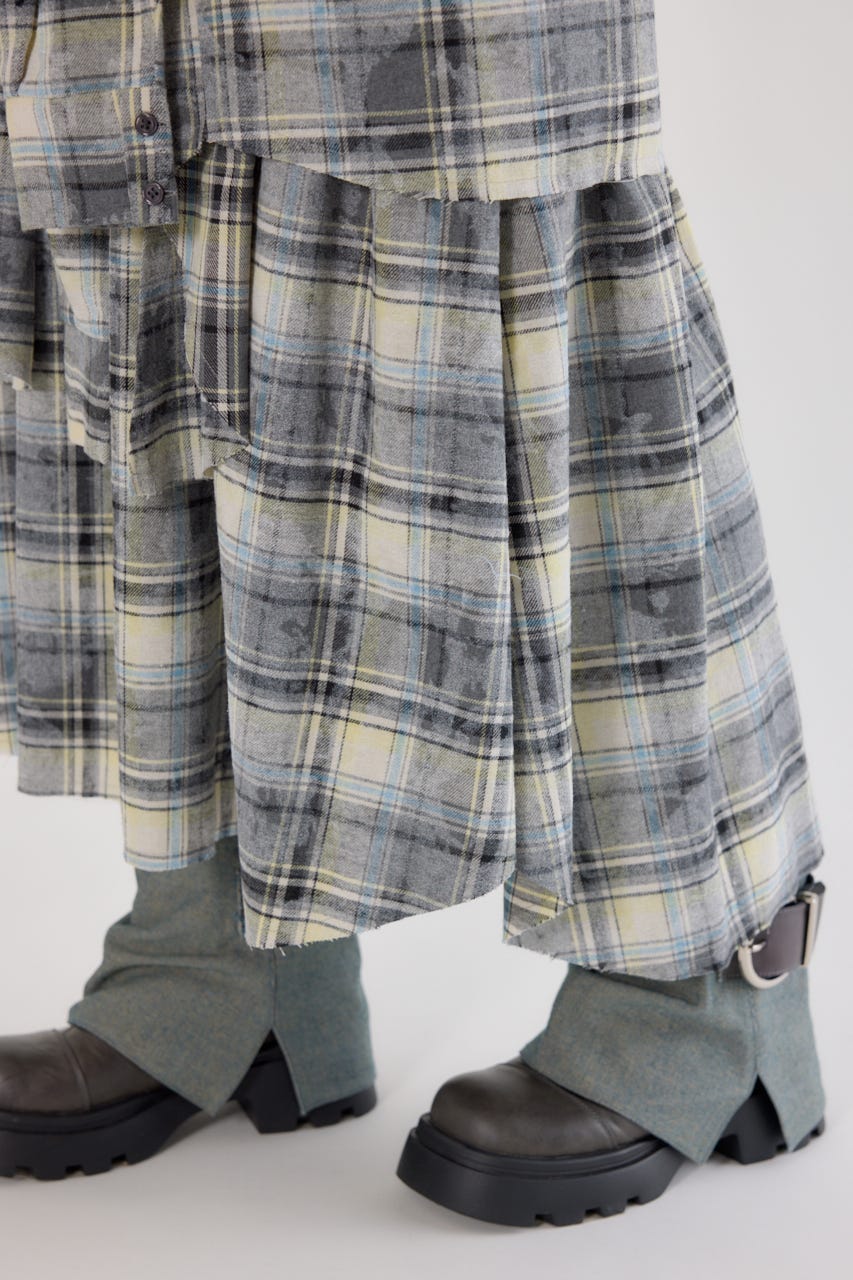 ヴィンテージチェックシャツスカート 柄BLK FREE