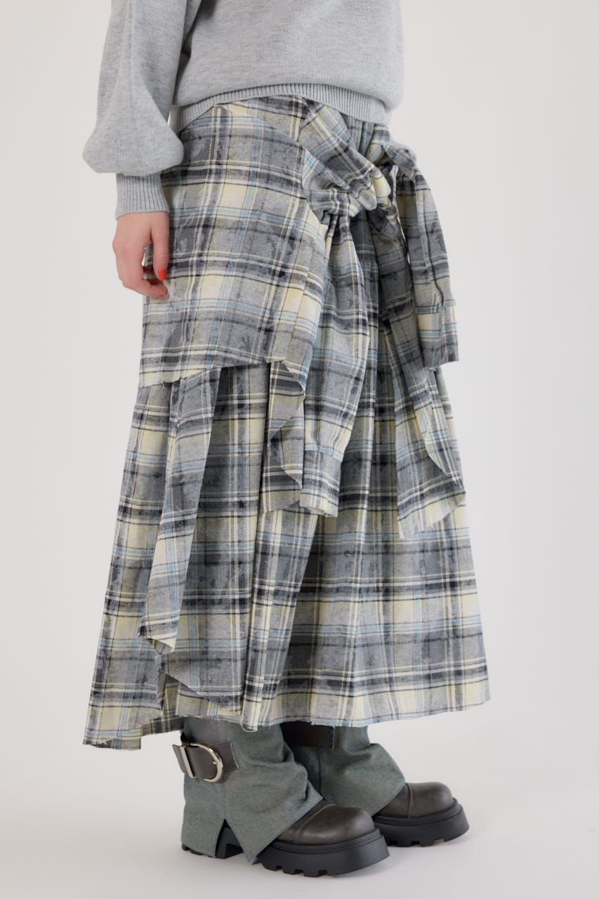 ヴィンテージチェックシャツスカート 柄BLK FREE