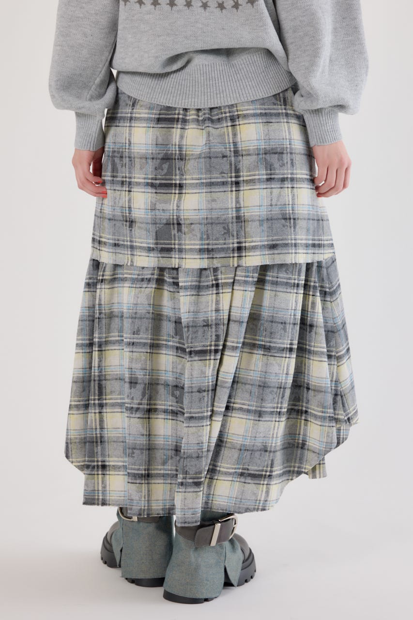 ヴィンテージチェックシャツスカート 柄BLK FREE