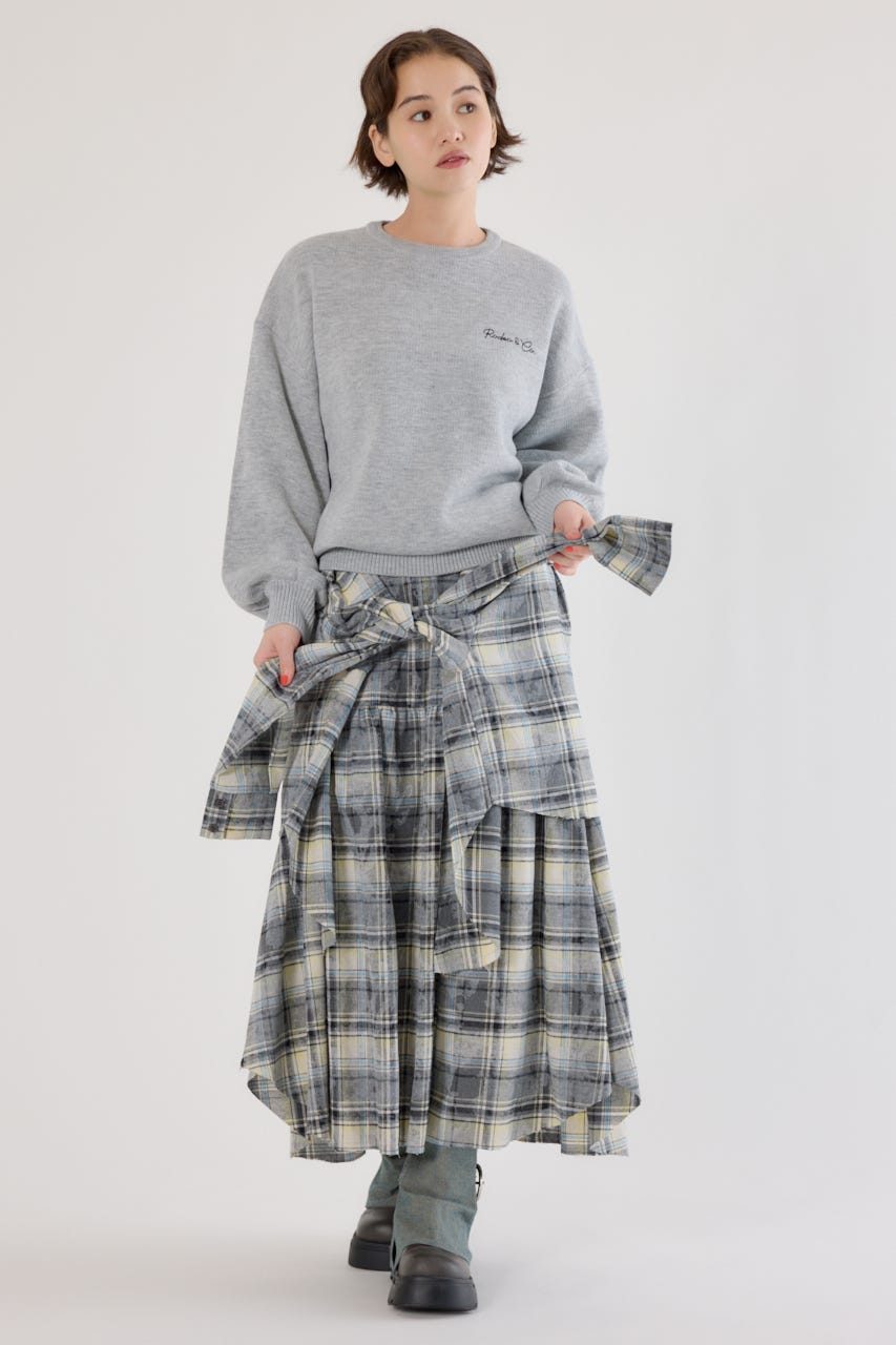 ヴィンテージチェックシャツスカート 柄BLK FREE