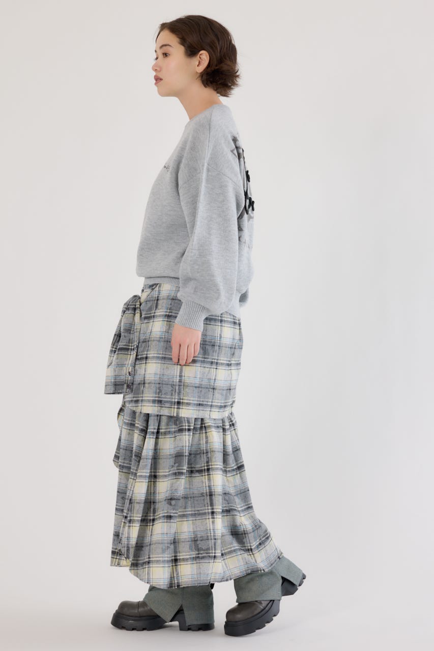 ヴィンテージチェックシャツスカート 柄BLK FREE