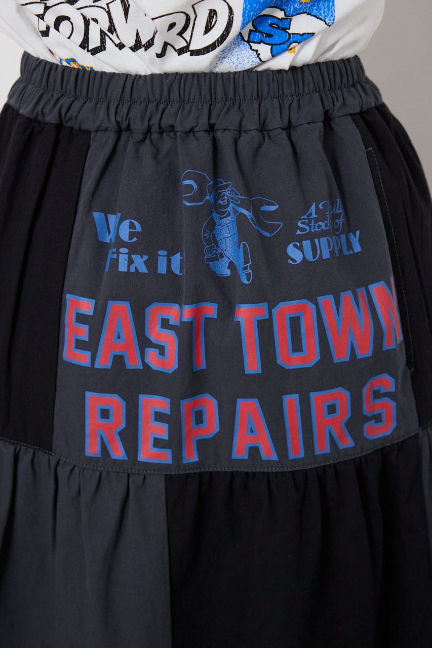 【SS先行アイテム】カスタムティアードスカート 柄BLK FREE